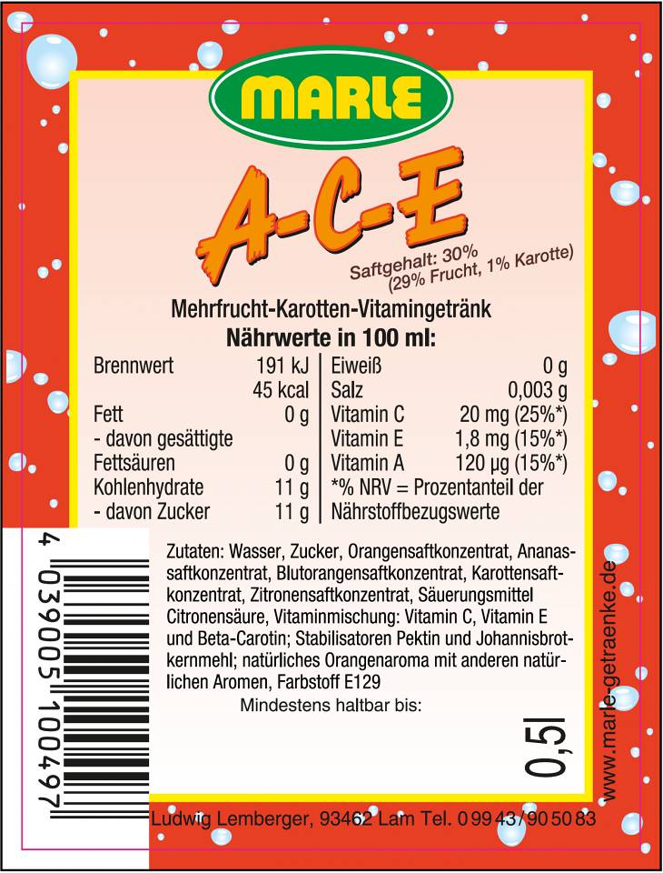 Marle ACE Orange-Ananas-Blutorange 10049